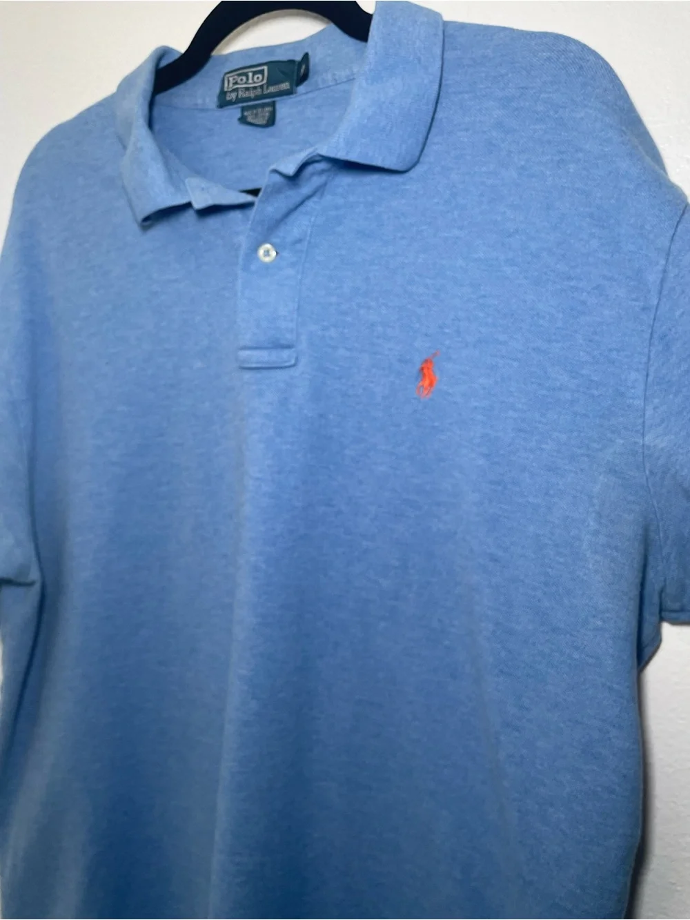 Polo Ralph Lauren Blue Polo Shirt XL Orange Pony